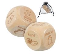 BESTonZON 2 Dés de Décision de Repas en Bois, Compact et Facile à Transporter, Jeu Amusant pour Planification de Repas ou Présent d'anniversaire