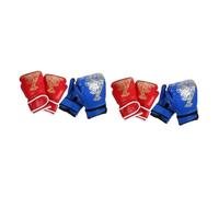 BESTonZON 2 Ensembles Gants De Boxe Garçon Fille Gants De Kickboxing pour Entraînement avec Design De Tigre pour Sparring Et Pratique Couleurs Bleu Et Rouge Ajustables Et 2 Paires*2