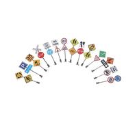 BESTonZON 2 Ensembles Mini Panneaux De Circulation pour Accessoires De Décoration De Maquette De Sable Jouets Éducatifs DIY pour Scènes Imaginatives 14 Pièces * 2