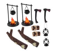 BESTonZON 2 Ensembles Miniature Dollhouse Campfire and Stove Ornaments Realistic Outdoor Scene Props for Pretend Play and Micro Landscape Decoration