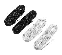 BESTonZON 2 Paires de Lacets Plats pour Patins à Glace et Chaussures de Hockey en Polyester et Coton, Noirs et Blancs, Solides et Résistants Décoloration, Accessoires pour Patins
