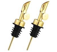 BESTonZON 2 Pièces Becs De Whisky Avec Vinaigre Verser L'Huile De Vin Étanche En Métal Bouchon D'Olive Distributeur Acier Sirop Verseur Pour Jus Boisson Flip Bec Verseurs Lesté