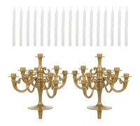 BESTonZON 2 Pièces Bougeoir avec 17 Pièces Bougie Candélabre Vintage Chandelier Gâteau Topper Bougeoirs Décorations De Gâteau Ornements pour Fête d'anniversaire De Mariage