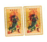 BESTonZON 2 Pièces Carte de Protection Feng Shui Amulette Chinoise de Alliage Aluminium Magnésium Décoration Auspicious avec Richesse et Guan Gong