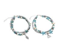 BESTonZON 2 Pièces Chaîne de Cheville Rétro Couches avec Pendentif Éléphant pour Femme Bijou de Plage Délicat et Confortable Accessoires Mode pour Fêtes et Usage Quotidien