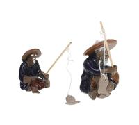 BESTonZON 2 pièces Figurines Pêcheur Miniatures Céramique Ornements Aquarium Zen Bonsaï Micro Paysage Accessoires Poisson Terrarium Safe