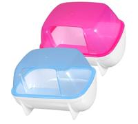 BESTonZON 2 pièces Hamster Chinchilla Bath House Portable Plastic Container Anti-Rollover Small Pet Toilet for Stress Relief and Fur Cleaning and Set