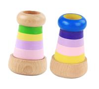 BESTonZON 2 pièces Kaléidoscope Bois pour Garçon Fille Éducatif avec Lentille Angle et Facettes Poly Stimulation Curiosité et du Développement Sensoriel