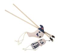BESTonZON 2 Pièces Kitten Teasing Toys Halloween Cat Teasers Plush Sticks for Indoor Play Soft Ghost Skull Design Interactive Teasing Wand for Cats Exercise and Fun