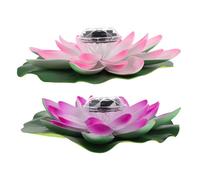 BESTonZON 2 pièces Lampe Solaire Lotus Flottante LED Eva Étanche Décoration Jardin Piscine Courtyard Temple Meditation
