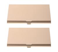 BESTonZON 2 Pièces Lot de 2 Porte-Cartes de Visite en Alliage d'Aluminium, Étui Rigide Fin et Compact 9,3 X 6 CM, Couleur Or Clair, Organiseur Portable pour Professionnels en Voyage,