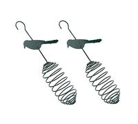 BESTonZON 2 Pièces Mangeoire Suspendue pour Oiseaux Support à Boule de Graisse Design Pratique et Durable Coloris Vert Foncé pour Extérieur