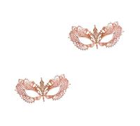 BESTonZON 2 Pièces Masque Demi Visage Rose Doré avec Incrustations de Strass Masque de Fête et Élégant pour Accessoires de Performance et Déguisement Carnaval