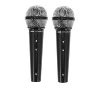 BESTonZON 2 pièces Microphone Garçon Fille Modèle Plastique Réaliste Noir Accessoire Fête et Scène Cadeau Anniversaire Garçon Fille et Sécurisé pour Jouer et Chanter