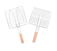 BESTonZON 2 pièces Panier Grill Inoxydable pour Poisson et Viandes Filet Barbecue Résistant Haute Température avec Poignée Ergonomique pour Cuisine Extérieure et Camping