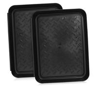 BESTonZON 2 Pièces Plateau à Plastique Noir Tapis Polyvalent Antidérapant pour Chaussures Rangement Protection Sol Boue pour Jardin et Chantier