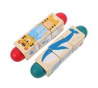 BESTonZON 2 Pièces Puzzle Montessori Rotatif Bois pour Garçon Fille Éducatif Empilement et avec Animaux Terrestres et Marins Puzzle Éveil Tactile et Cognitif pour Garçon Fille