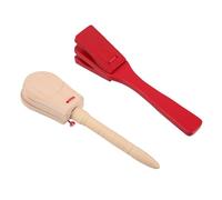 BESTonZON 2 Pièces Wooden Castanet Percussion Instrument For Handheld Clappers With Long Handle For Musical Education And Stage Performances Durable Wood Construction