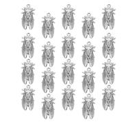 BESTonZON 20 Breloques Insectes Vintage en Alliage Argenté Vieilli Pendentifs Cigales Décoratifs pour Création de Bijoux DIY Perles Insectes pour Colliers et Bracelets Faits Main