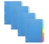BESTonZON 20 Intercalaires Colorés A4 pour Classeur à 3 Anneaux Onglets en Plastique Souple Inscriptibles Séparateurs de Rangement Personnalisables 4 Sets de 5 Pages pour Bureau École
