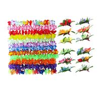 BESTonZON 24pièces Leis Hawaïens Ensemble De Colliers De Fleurs Artificielles Barrettes Hibiscus Guirlande Luau Pour Fêtes Thématiques Plage Tropicale