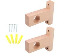 BESTonZON 2pcs Support de Tige en Bois Beige pour Rideau de Salle de Bain, Accessoire Pratique et Résistant à l'usure, Design Élégant pour Appartement