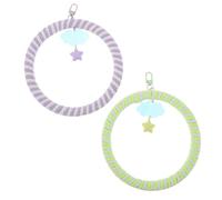 BESTonZON 2pièces Balançoire Perchoir pour Perruches Corde Coton Support pour Oiseaux avec Breloques Jouet Suspendu pour Cage pour Perroquets Calopsittes Inséparables