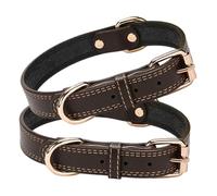 BESTonZON 2pièces Collier Cuir pour Chien Ajustable Lot pour Chiots et Petits Animaux avec Rivets Décoratifs et Boucle Métallique Sécurisée