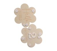 BESTonZON 2pièces Panneau Annonce De Naissance Pour Disques Étapes De Bois Panneau Prénom Avec Fleurs Décorations Pour Photos Né