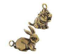 BESTonZON 2pièces Pendentif Lapin Laiton et Pendentif Tigre Mini Breloques Animaux pour Sac Créations de Bijoux Ornements de Clés Charme Vintage