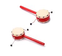 BESTonZON 2pièces Tambour à Main Avec Peau De Mouton Rouge Jouet Musical Traditionnel Chinois Pour Garçon Fille Garçon Fille Éducatif Bois Shaker