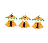 BESTonZON 3 Ensembles Cape et Chapeau pour Animaux de Compagnie Déguisement Halloween Citrouille Réversible pour Chiens et Accessoire Costume Fête