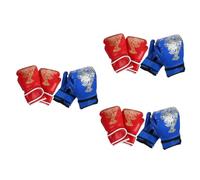 BESTonZON 3 Ensembles Gants De Boxe Garçon Fille PU Gants De Sparring Confortables pour Entraînement Thaï avec Design Cartoon Bleu Et Rouge 2 Paires*3