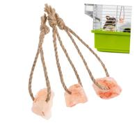 BESTonZON 3 pièces Blocs de Sel pour Animaux de Compagnie de Jouets à Mâcher avec Corde pour et Rongeurs Jouets Entraînement et Microéléments pour Prévenir Mauvaises Habitudes de Mâchage