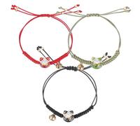 BESTonZON 3 Pièces Bracelet à Breloque Chat Maneki Neko Corde Avec Clochette Bijoux Ajustables Pour Femmes Et Hommes Cadeau Chanceux
