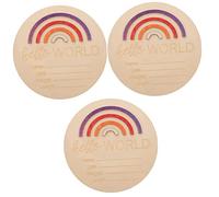 BESTonZON 3 Pièces Carte D'étape Arc-en-ciel Jalon Mensuel De Bébé Cartes D'étape De Bébé Enseigne Nominative Pour Crèche Garniture De Tableau D'affichage Signe De Nom Bois Positionner Fille