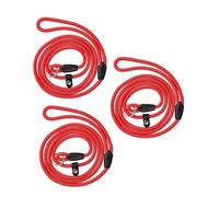 BESTonZON 3 pièces Laisse pour Chiens Nylon Résistante à Usure de Laisse Professionnelle pour Chiots Pratique pour Éducation Dressage Rouge