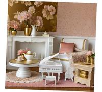 BESTonZON 3 pièces Mini Piano Maison Poupée Blanc avec Guitare et Tabouret Modèle Miniature et Portable Décoration Réaliste pour Maison de Poupée Accessoire Photo Artistique