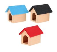 BESTonZON 3 Pièces Miniature Wooden Dog House for Dollhouse Pet Shelter Accessories for Fairy Garden and Outdoor Miniature Scenery