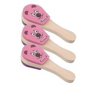 BESTonZON 3 Pièces Wooden Musical Toy Castanets for Animal Pattern Orff Percussion Instruments Easy Grip for Early Music Education and Parent Child Interaction