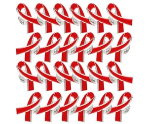 BESTonZON 30 Épingles à Ruban Rouge en Alliage de Zinc, Portable et Facile à Fixer, Solidaires Sensibilisation Vih et Sida