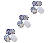 BESTonZON 36 Pièces Plats De Service Blancs Assiettes En Papier Bleu Et Blanc Plateaux Jetables Moule à Cupcakes Assiette Jetable Bleues Vaisselle De Fête Banquet