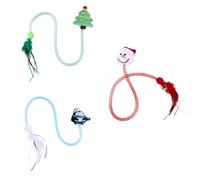 BESTonZON 3pièces Jouet pour Chat avec Tube à Ressort Plume et Herbe à Chat Clochette Intégrée Lot de Design Noël Style Aléatoire