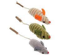 BESTonZON 3Pièces Jouets à Mâcher pour Chat Lot de Souris Peluche Stimulez Activité Intérieure de Votre Matériaux Sûrs Gris Beige Vert