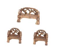 BESTonZON 3pièces Mini Chaise De Jardin Résine Figurine De Mobilier Miniature Banc De Décoration pour Micro-Paysage