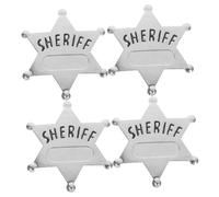 BESTonZON 4 Pièces Badge Shérif Alliage de Zinc Épingle Sécurisée pour Costume Policier Accessoire de Jeu de Rôle et Déguisement Cowboy Halloween Décoration Western