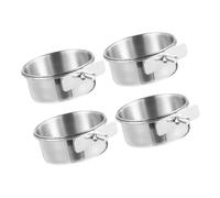 BESTonZON 4 pièces Bol Alimentaire INOX pour Oiseaux et Perroquets Gamelles Amovibles Compatibles pour Cages Petites et Moyennes Nettoyage Facile Set Complet pour Nourrir Oiseaux du Jardin
