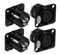 BESTonZON 4 pièces Connecteur Xlr Métallique Broches pour Microphone Adaptateur de Panneau Audio Durable et Compact Compatible Équipements Sonores Kit Noir