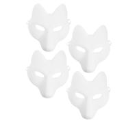 BESTonZON 4 Pièces Masque de Renard Diy Lot de Masques Peignables PU pour Garçon Fille et Adultes Accessoires de Fête Masquerade Activité Familiale pour Halloween et Carnaval