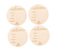 BESTonZON 4 Pièces Signe D'annonce De Naissance De Bébé Signe De Bébé Emblèmes Signe De Bienvenue Bébé Annonce Nouveau-né Cartes De Signe De Nom De Bébé Signe De Bienvenue Nouveau-né Bois